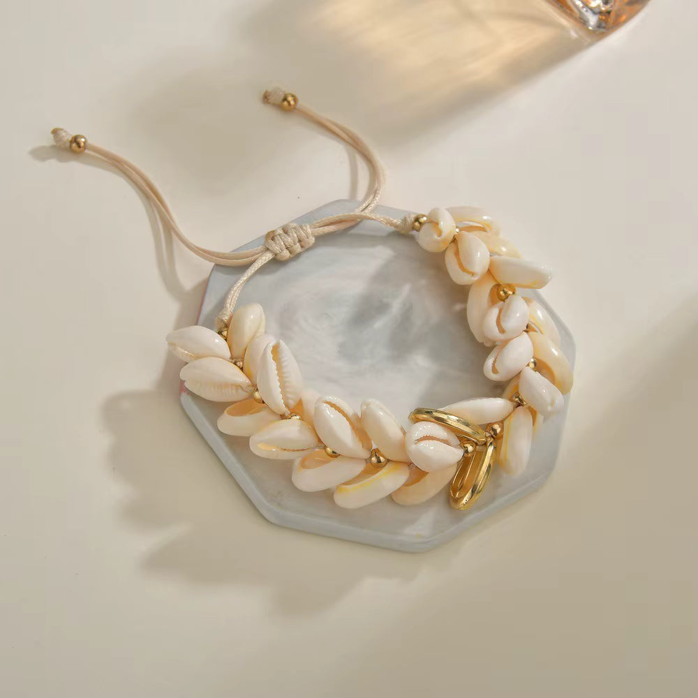 Multi Natural Puka Gold Plated Shell Bracelet