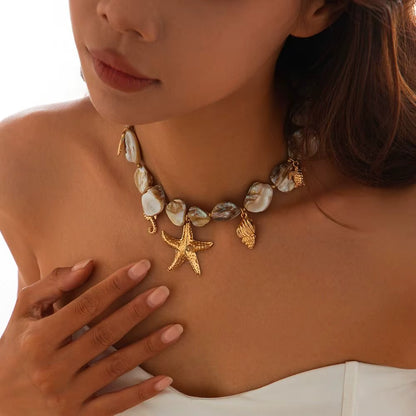 Gold Starfish Necklace
