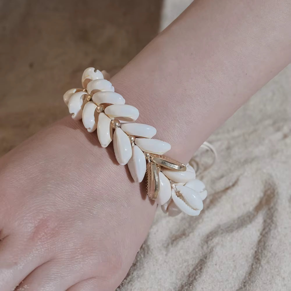 Multi Natural Puka Gold Plated Shell Bracelet