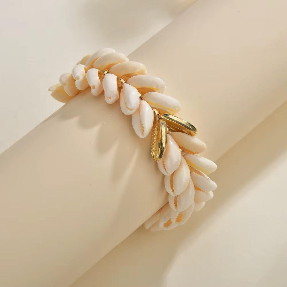 Multi Natural Puka Gold Plated Shell Bracelet